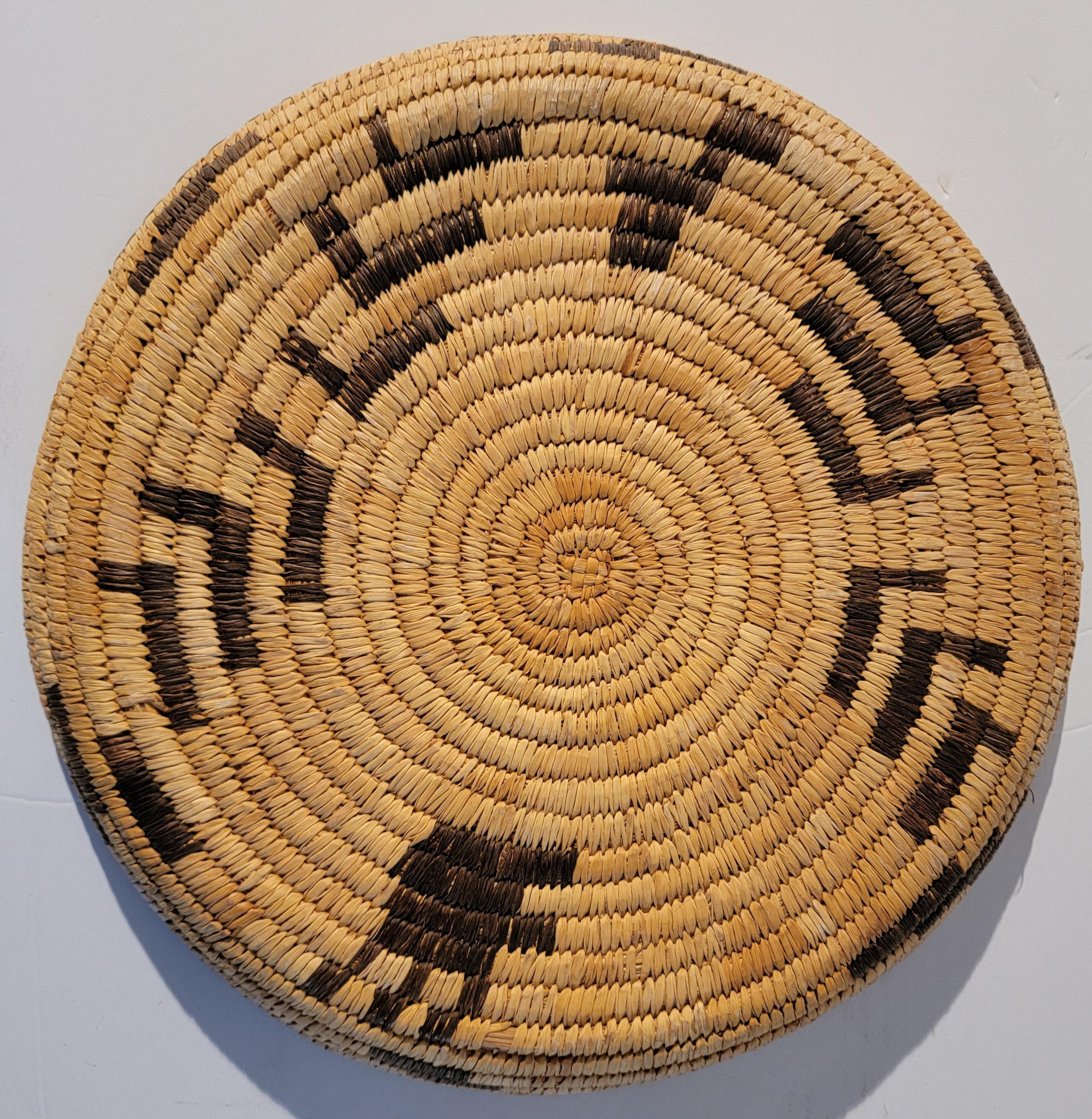 Adirondack 20th C Large Hand Woven Papago Indian Tray For Sale