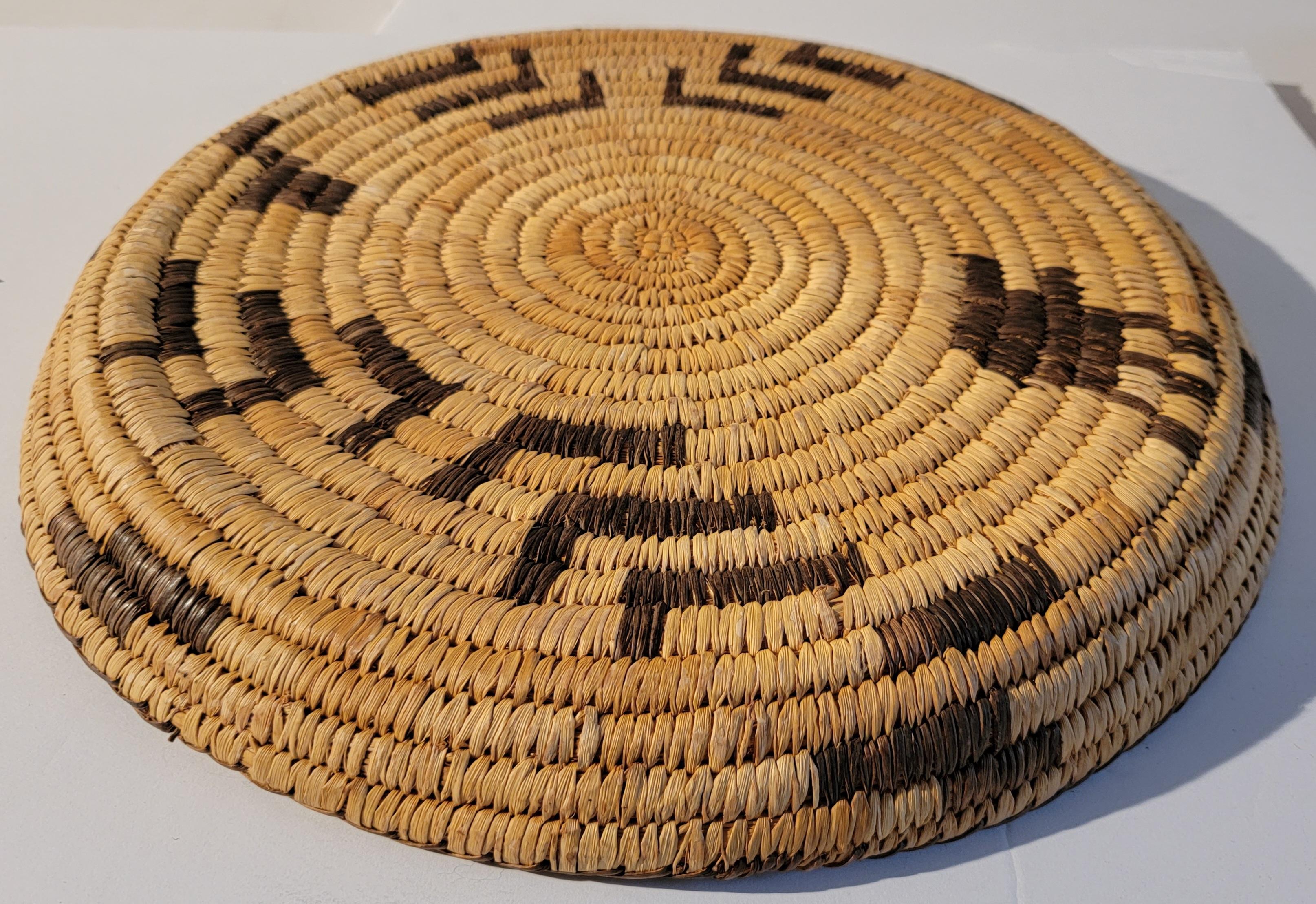American 20th C Large Hand Woven Papago Indian Tray For Sale