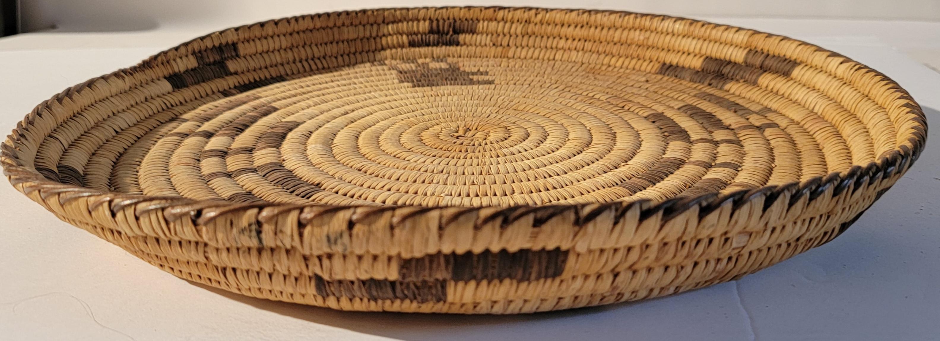 20th Century 20th C Large Hand Woven Papago Indian Tray For Sale