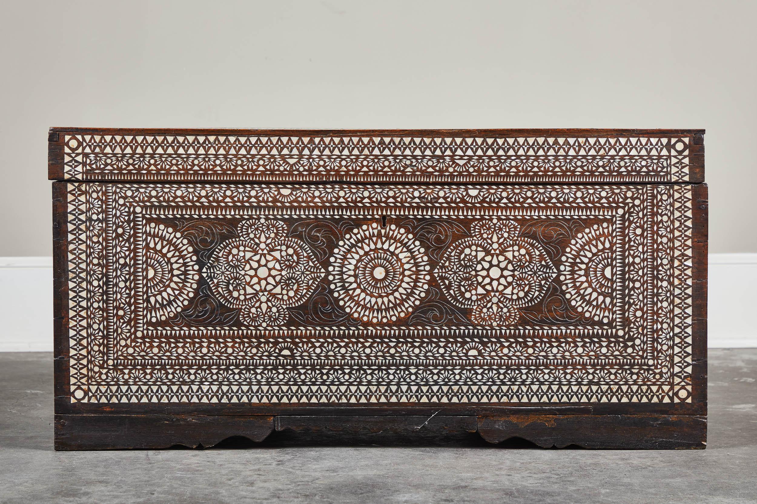 20th Century Large Shell Inlaid Filipino Trunk 2