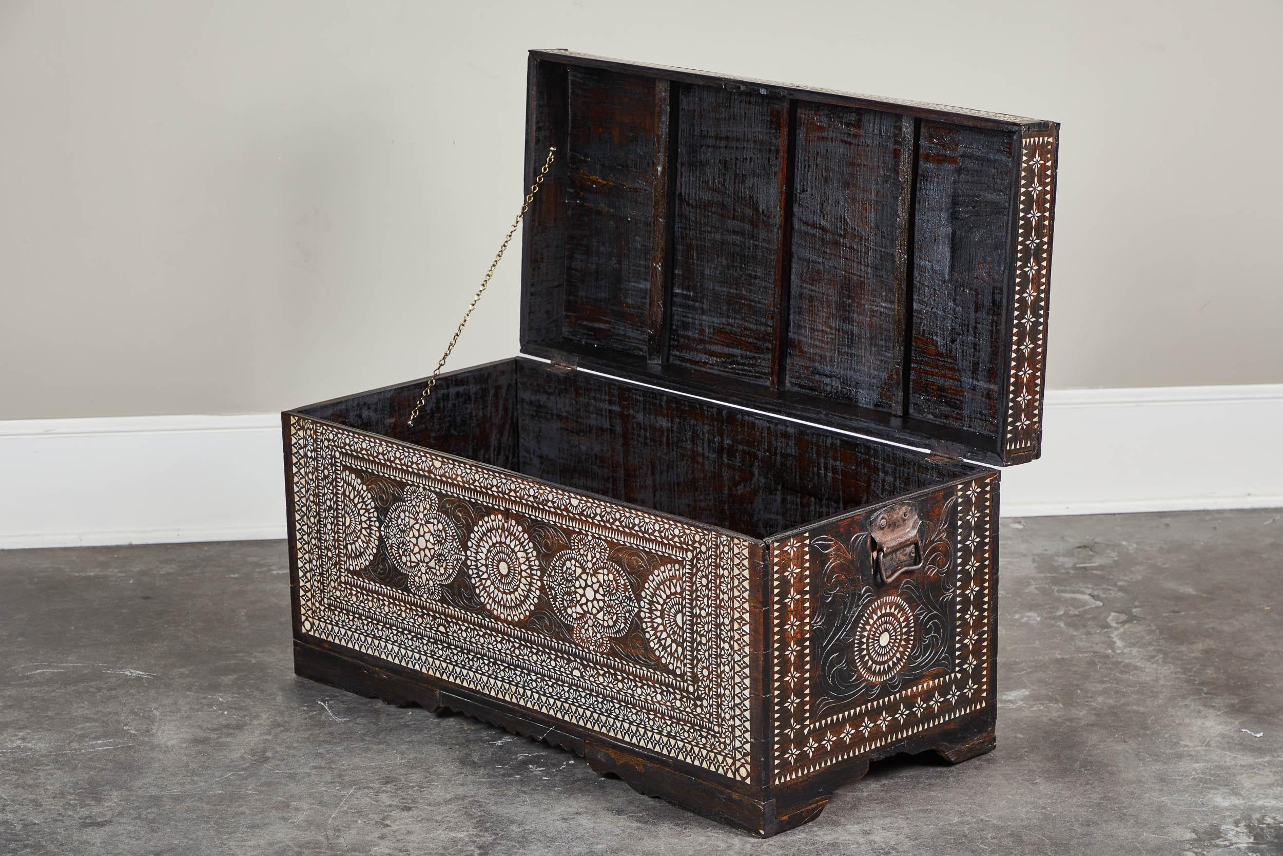 Anglo-Indian 20th Century Large Shell Inlaid Filipino Trunk