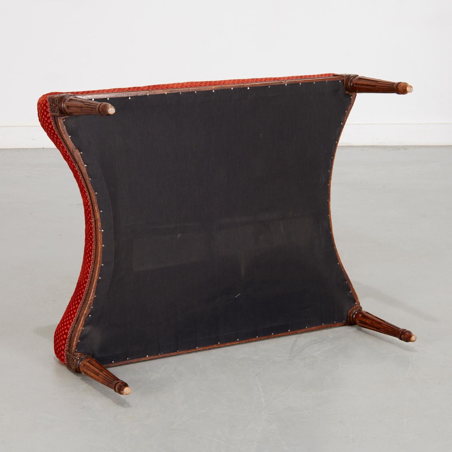 Late 20th Century 20th C. Louis VXI Style Tabouret Upholstered in Cut Velvet with Gimp Braid Trim