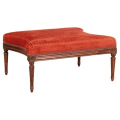 20th C. Louis VXI Style Tabouret Upholstered in Cut Velvet with Gimp Braid Trim