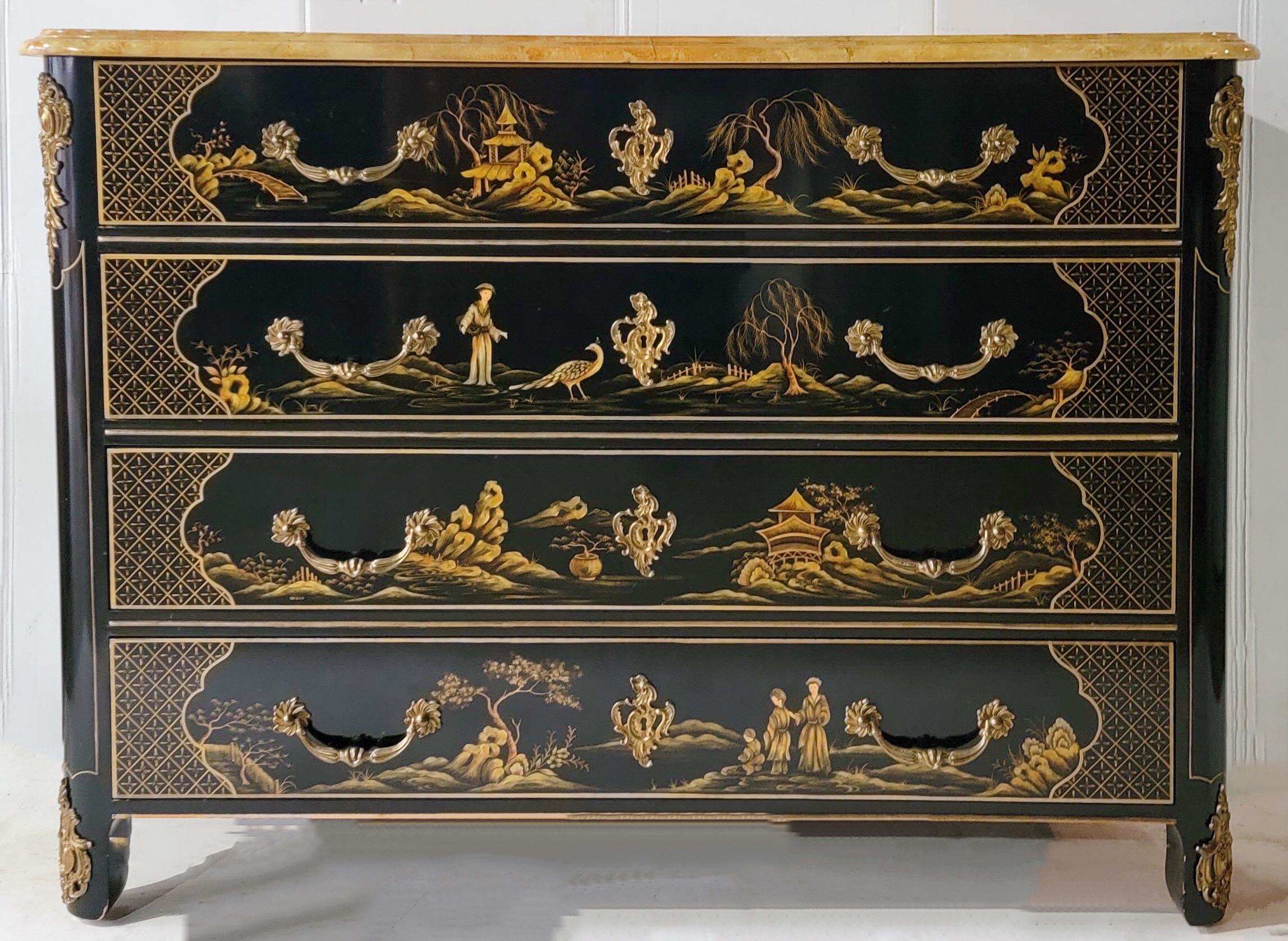 American 20th C. Louis XIV Style Collector’s Ed. Chinoiserie Commode by Baker Furniture