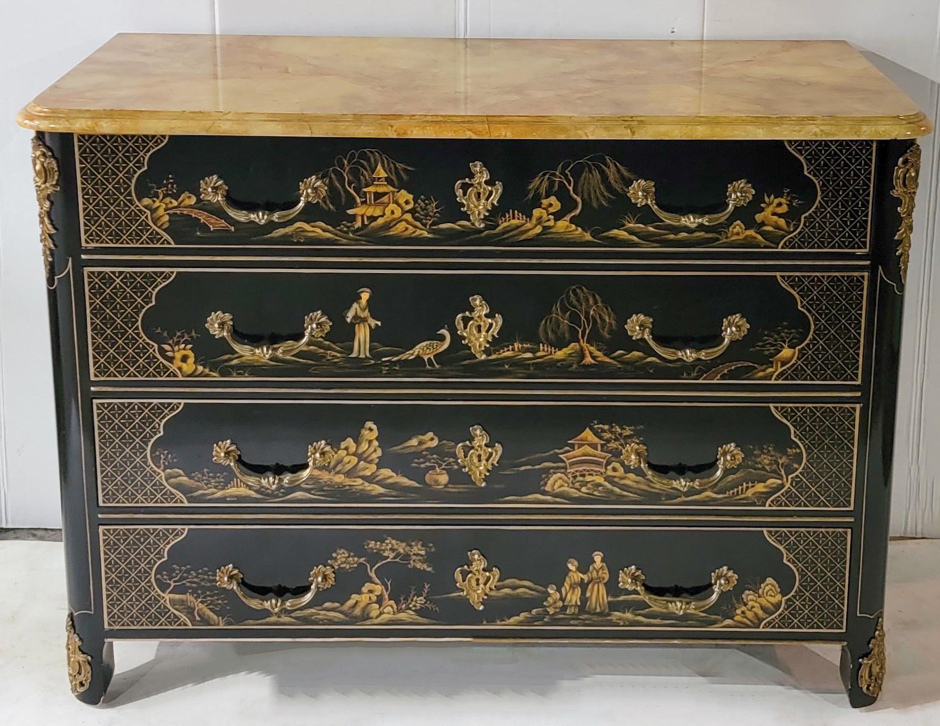 20th C. Louis XIV Style Collector’s Ed. Chinoiserie Commode by Baker Furniture In Good Condition In Kennesaw, GA