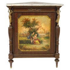 20th C. Louis XV Style, 'VERNIS MARTIN', Marble, Panel, Gilt Corner Cabinet!