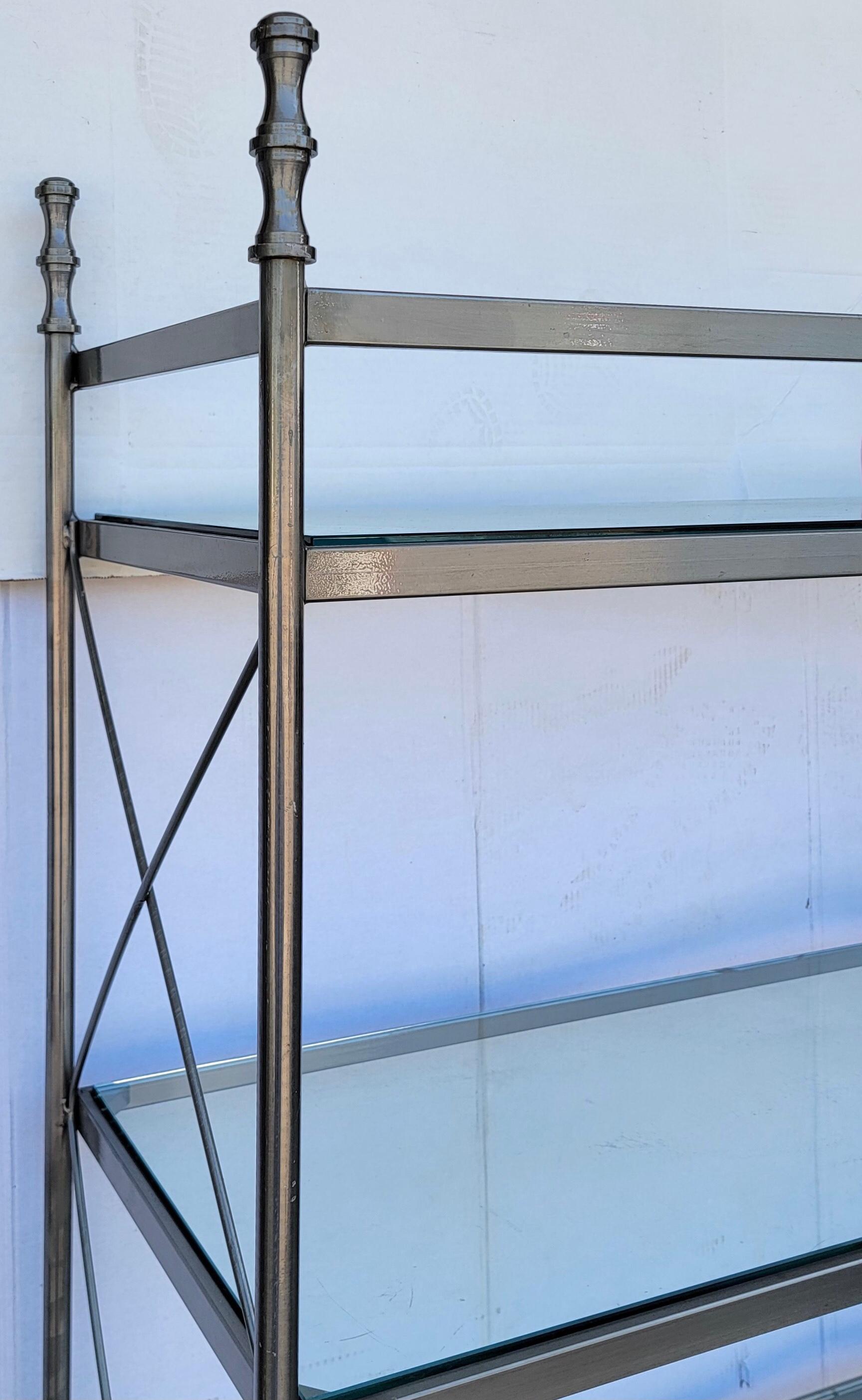 Unknown 20th-C. Maison Jensen Neo-Classical Style Steel Etageres or Shelves, Pair