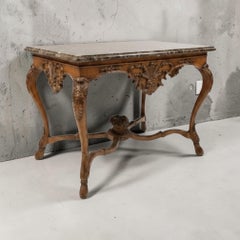20th-C. Maitland-Smith French Louis XV Style Marble Top Fruitwood Center / Side
