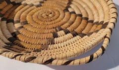 20th C Medium Hand Woven Papago Indian Tray with Handles