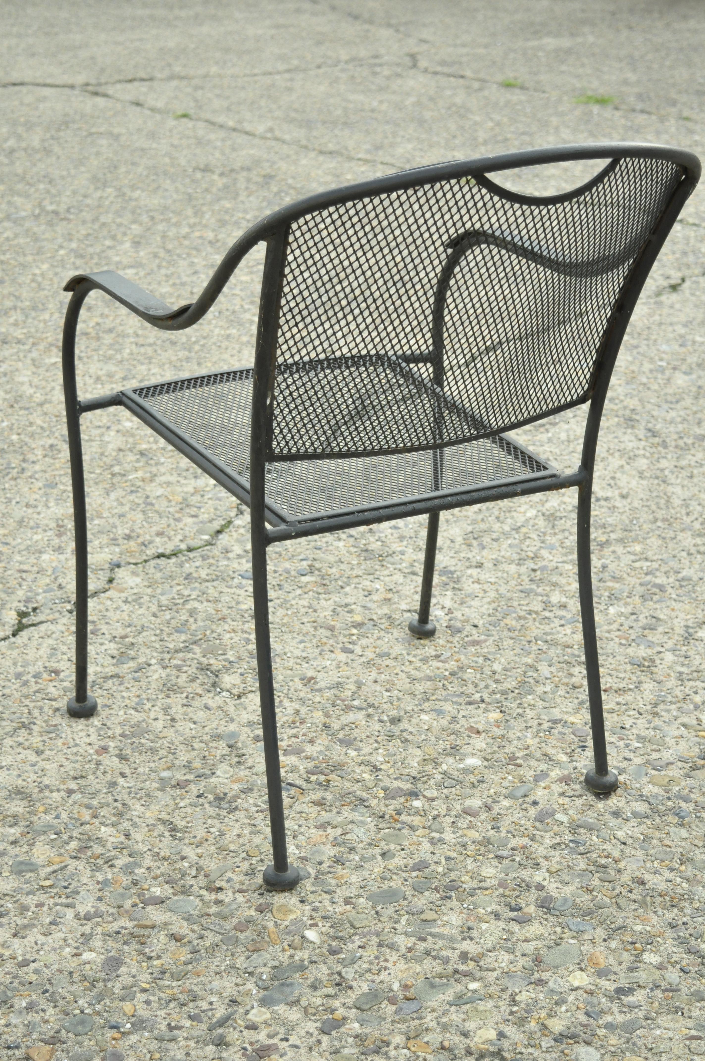 20th Century Modern Wrought Iron Sculptural Black Outdoor Armchairs, Set of 4 For Sale 5