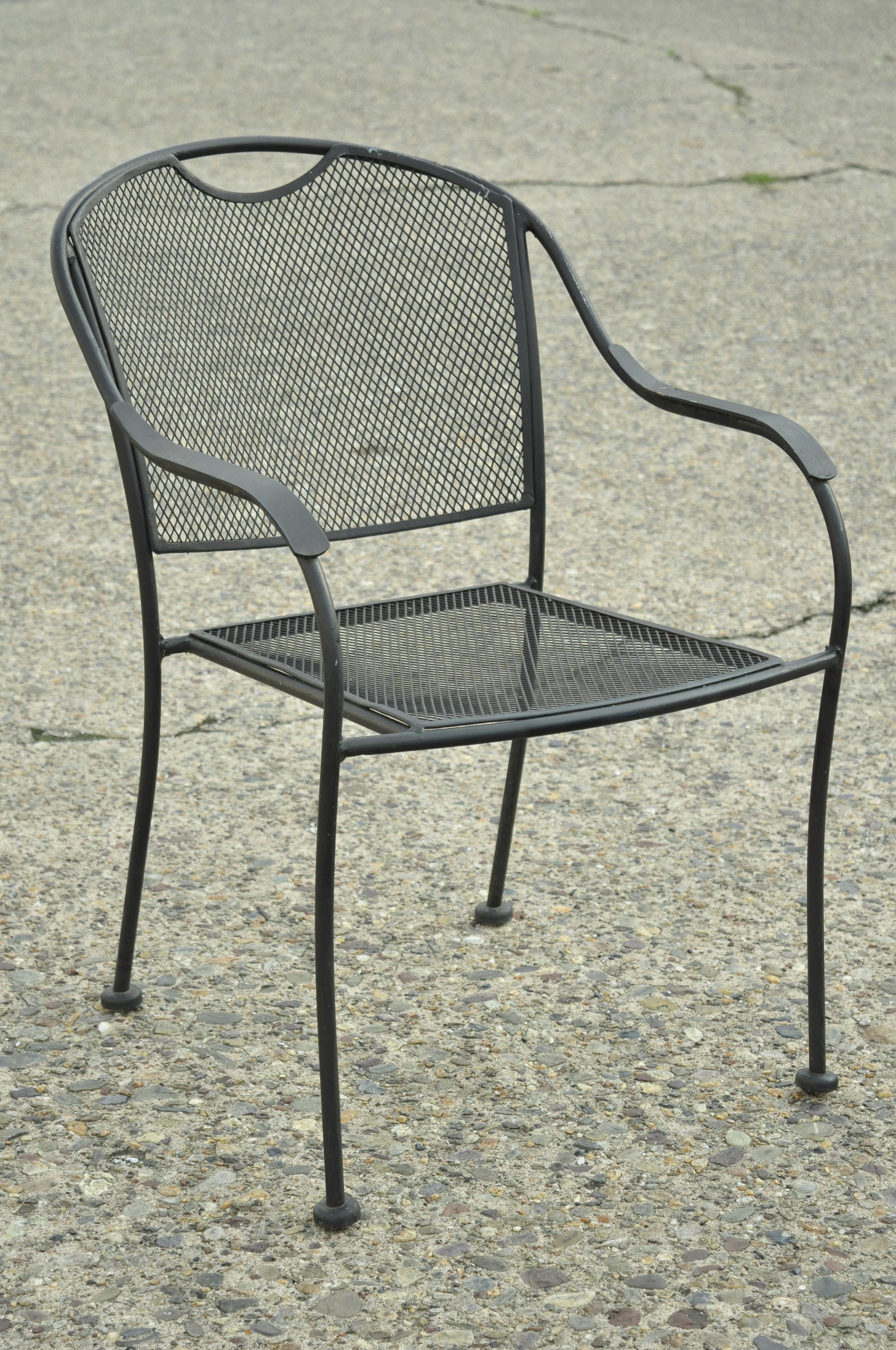 20th Century Modern Wrought Iron Sculptural Black Outdoor Armchairs, Set of 4 For Sale 6