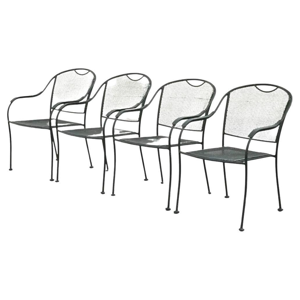 Poltroncine da esterno nere scultoree in ferro battuto del 20° secolo - Set di 4 sedie