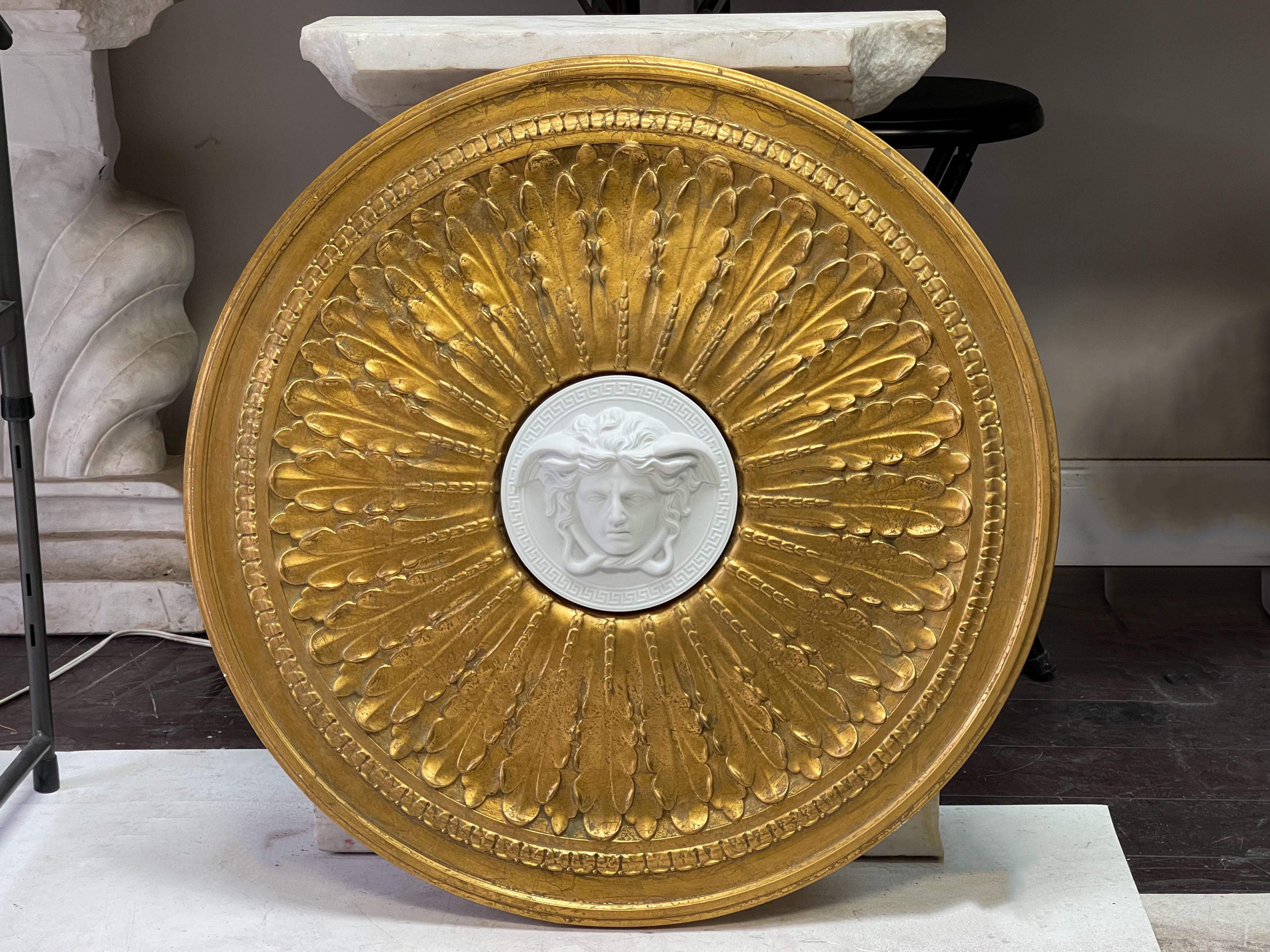 American 20th-C. Neo-Classical Style Gilded Sunburst Medallion by Versace / Rosenthal