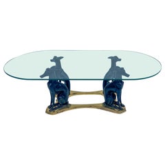 20th Century Neoclassical Style Whippet and Brass Coffee Table by Maitland-Smith