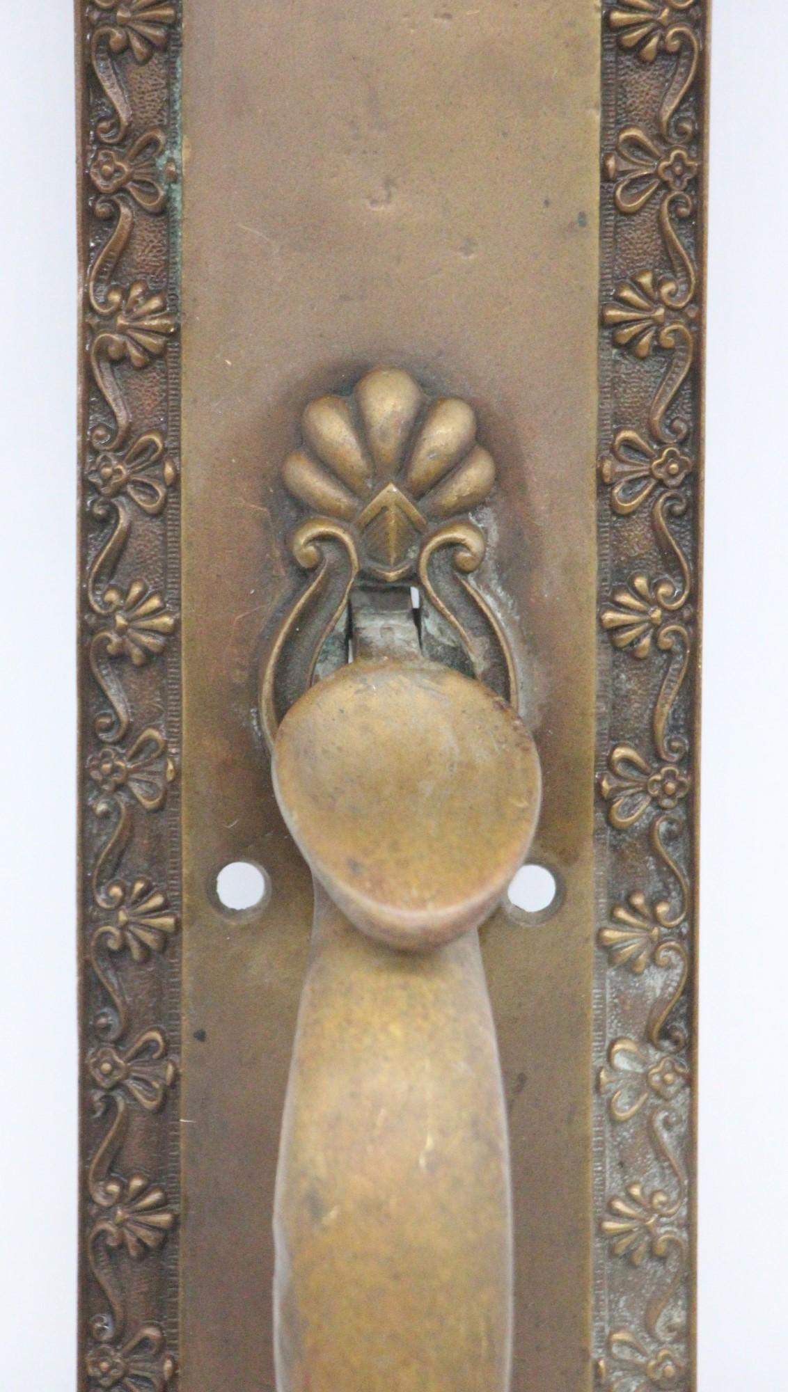 American 20th C. Neoclassical Bronze Entry Door Pull 17.5 in. High