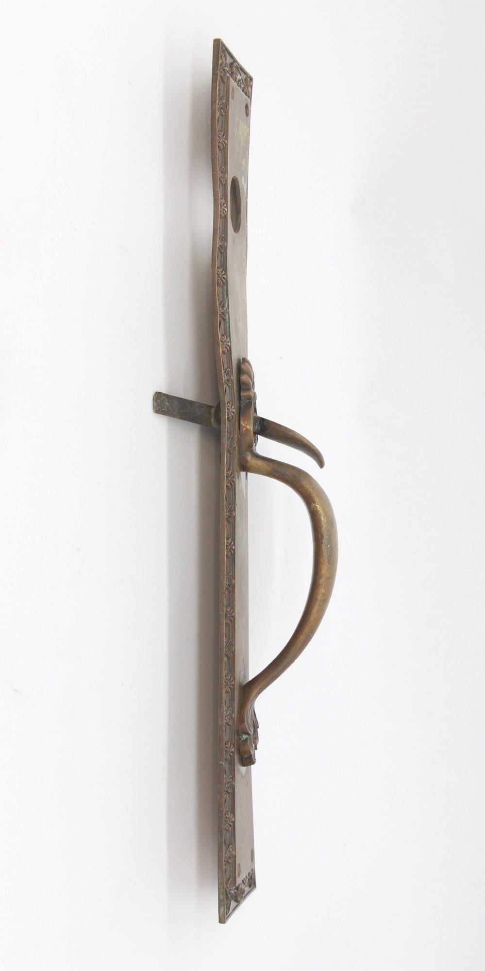 20th Century 20th C. Neoclassical Bronze Entry Door Pull 17.5 in. High