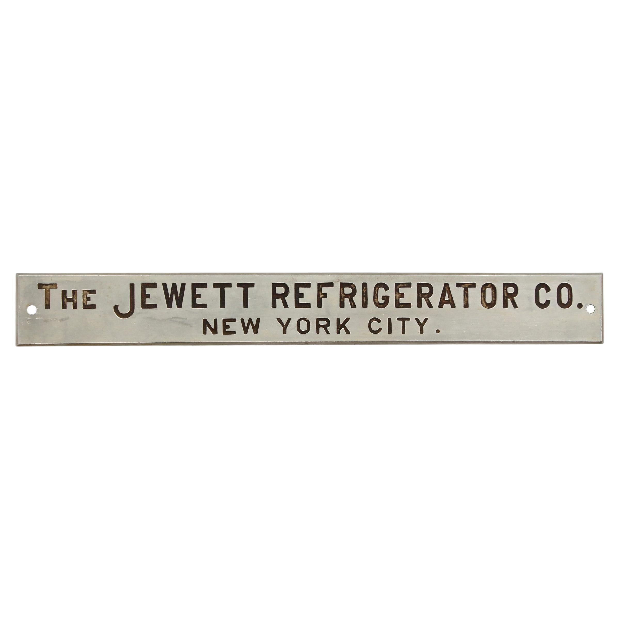 Nevera NYC Jewett Refrigerator Co. niquelada del s. XX Firma