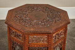 20th Century Octagonal Brass Inlaid Indian Table