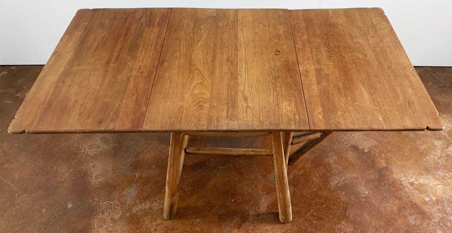 Hand-Crafted 20th C Old Hickory Drop Leaf Table