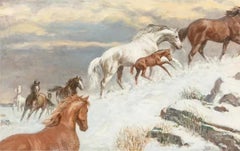 20th C. On Panel, Signed by Sam Savitt, Western, "Keeping Up", Oil Painting!!