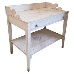 20th C  Original White Painted Side Table