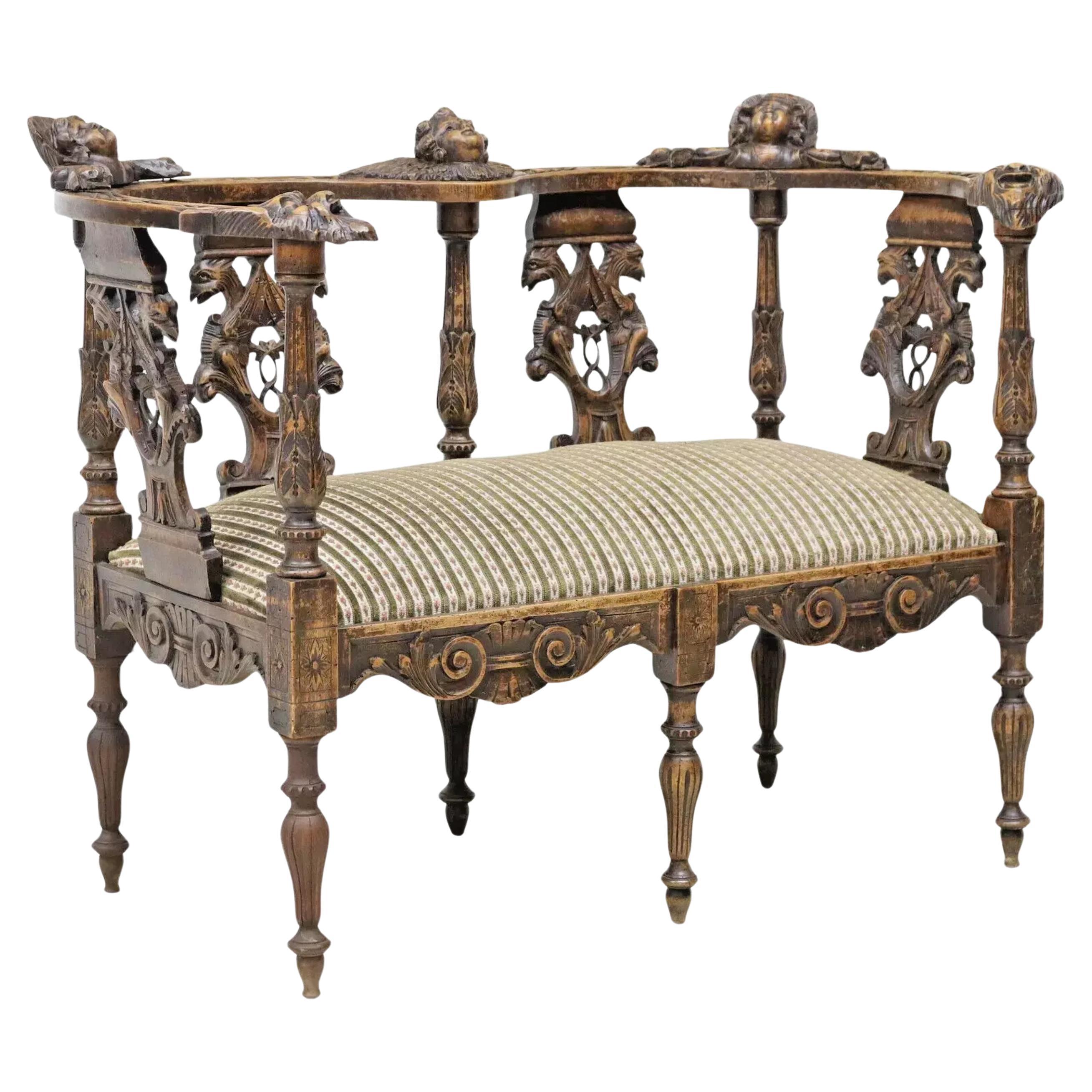 20th C. Ornate French  Renaissance Revival, Carved, Upholstered Salon Settee!! For Sale