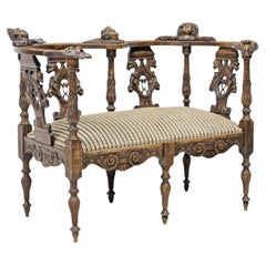 20th C. Ornate French  Renaissance Revival, Carved, Upholstered Salon Settee!!