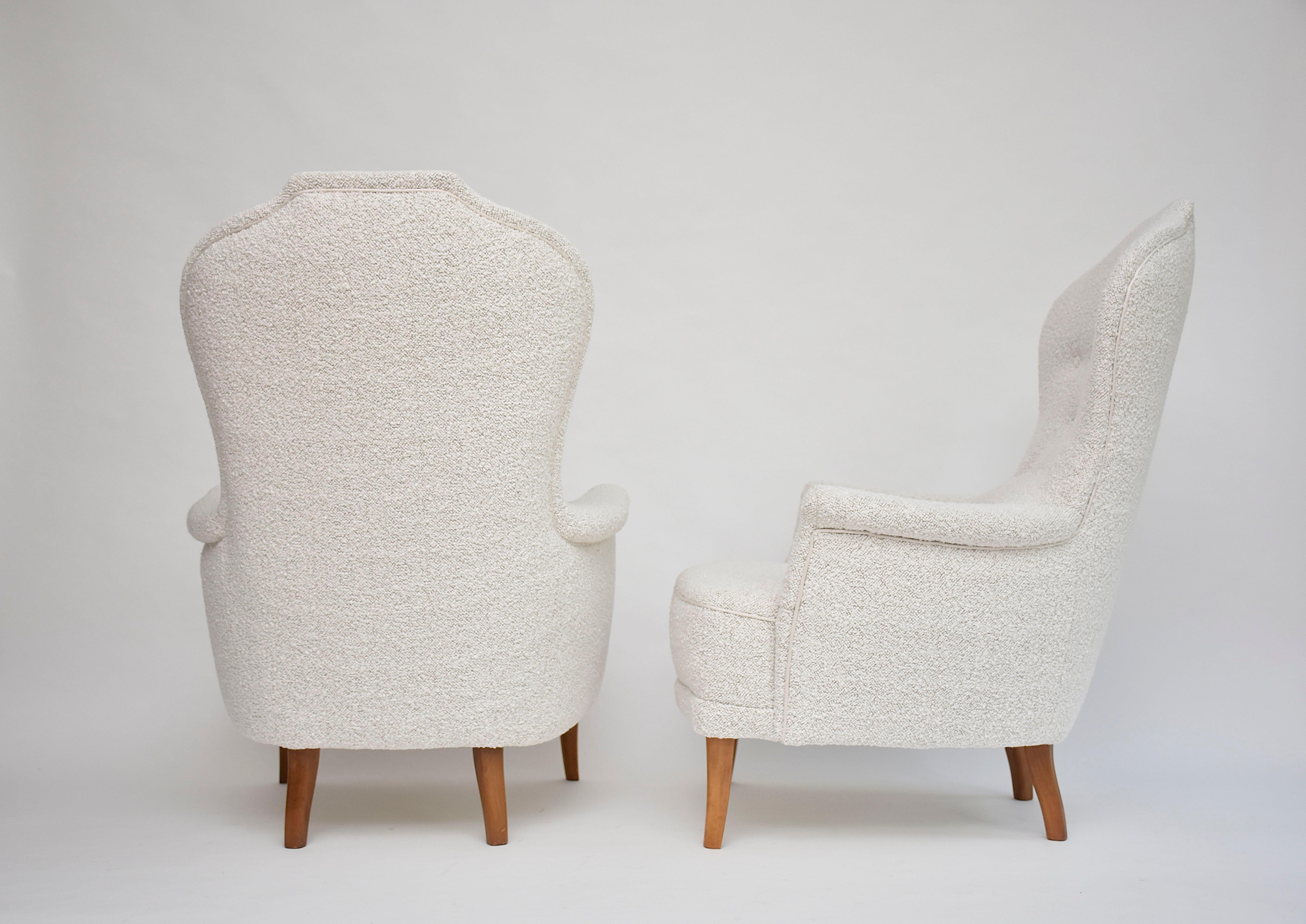 Paire de fauteuils Farmor en tissu Dedar de Carl Malmsten pour O.H.Sjögren, datant du 20e siècle. en vente 5