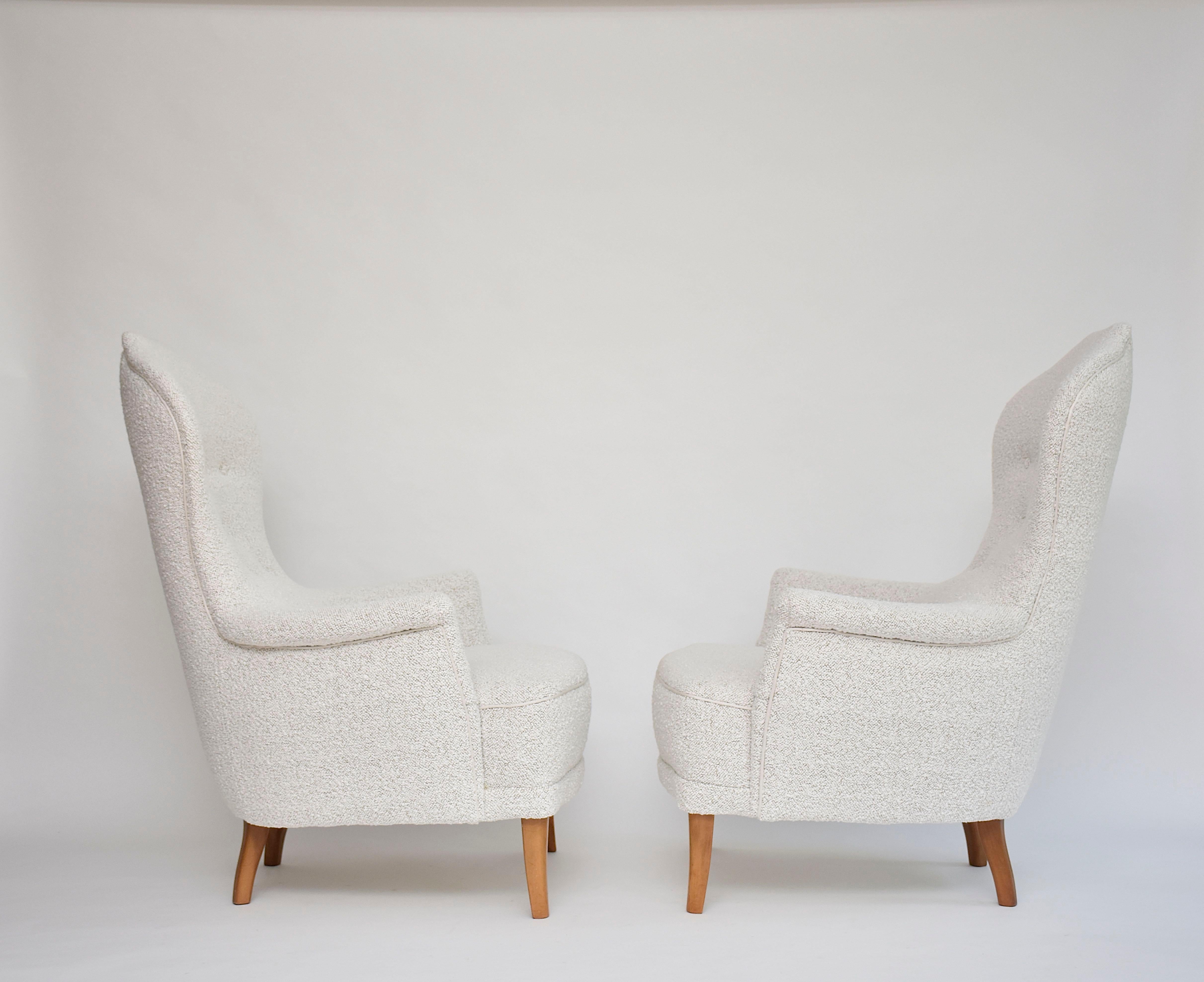 Paire de fauteuils Farmor en tissu Dedar de Carl Malmsten pour O.H.Sjögren, datant du 20e siècle. en vente 9
