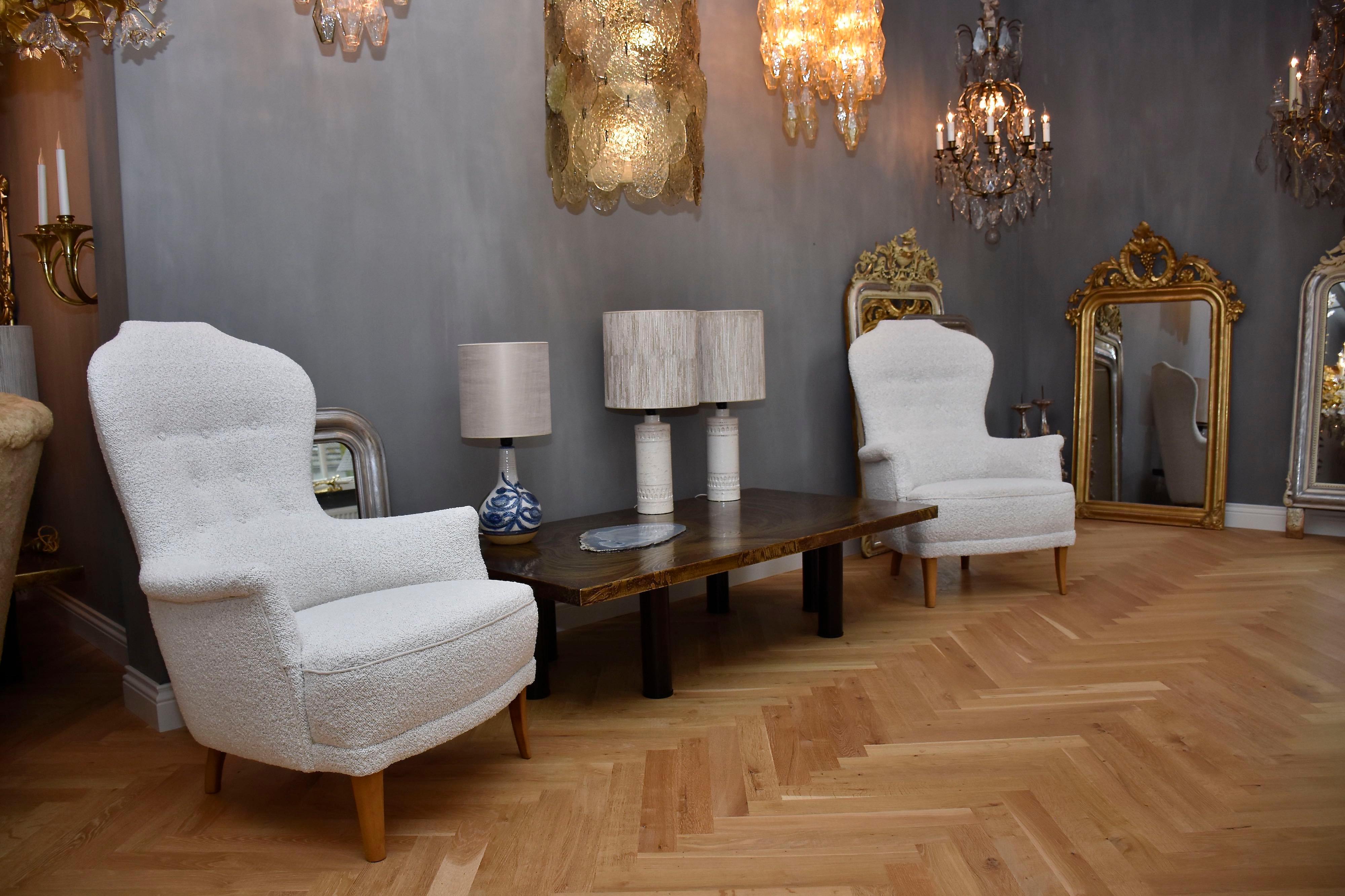 Paire de fauteuils Farmor en tissu Dedar de Carl Malmsten pour O.H.Sjögren, datant du 20e siècle. en vente 13