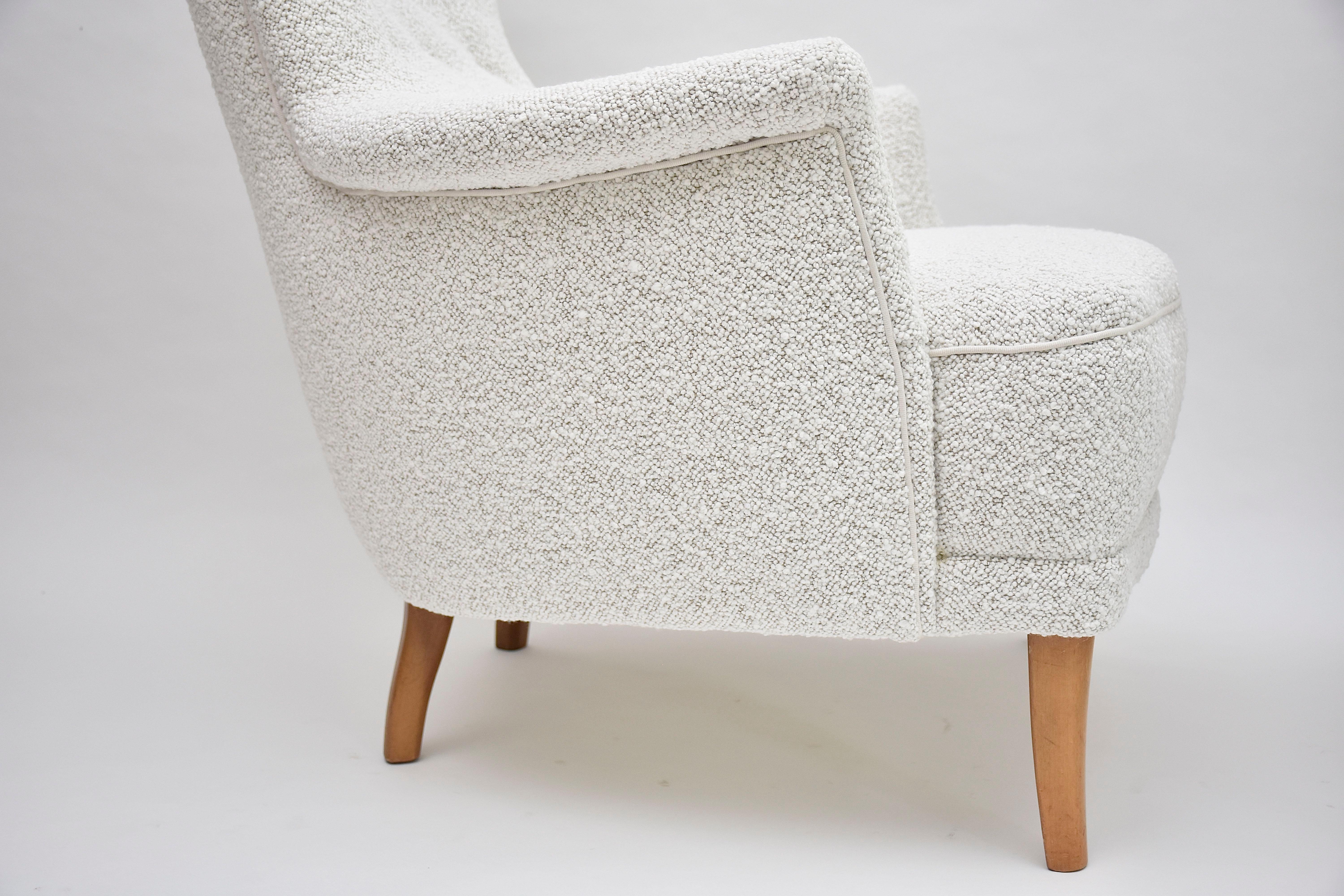 Tissu Paire de fauteuils Farmor en tissu Dedar de Carl Malmsten pour O.H.Sjögren, datant du 20e siècle. en vente