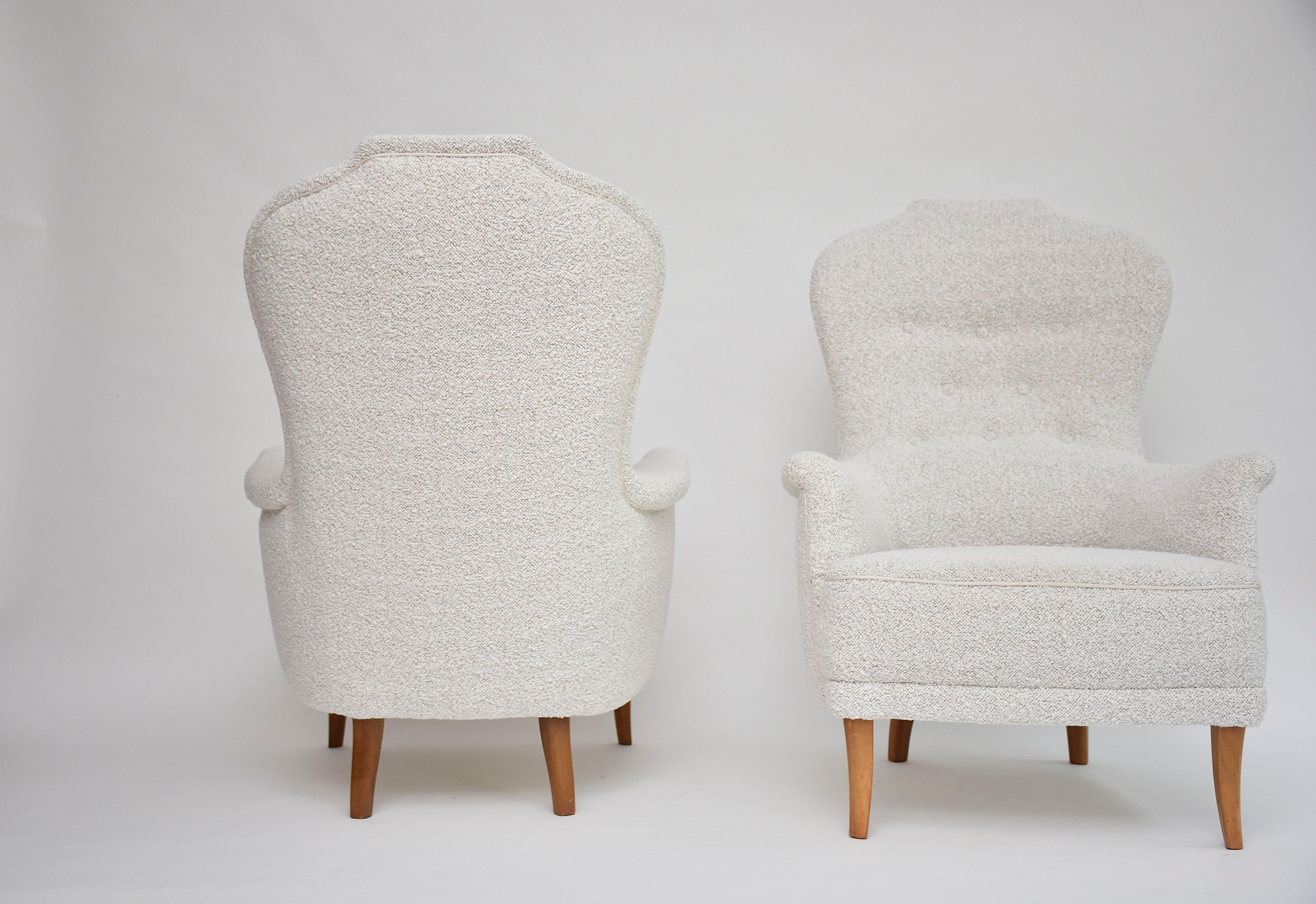 Paire de fauteuils Farmor en tissu Dedar de Carl Malmsten pour O.H.Sjögren, datant du 20e siècle. en vente 2