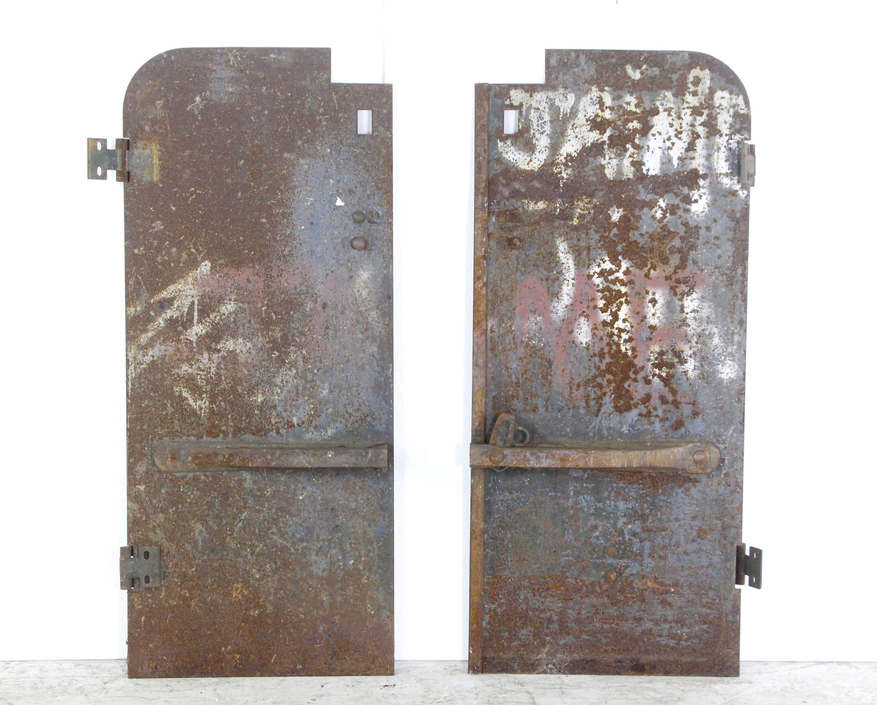 20th Century 20th C Pair of Industrial Cast Iron Furnace Doors For Sale