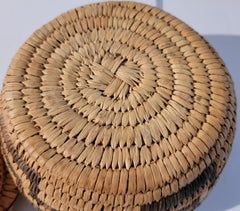 20th C Papago Lidded Basket with Geometric Pattern
