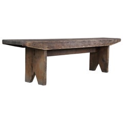 20th C. Primitive Rustic Outdoor Pine Farmhouse Patio Bench Stool Seat Pew 72"