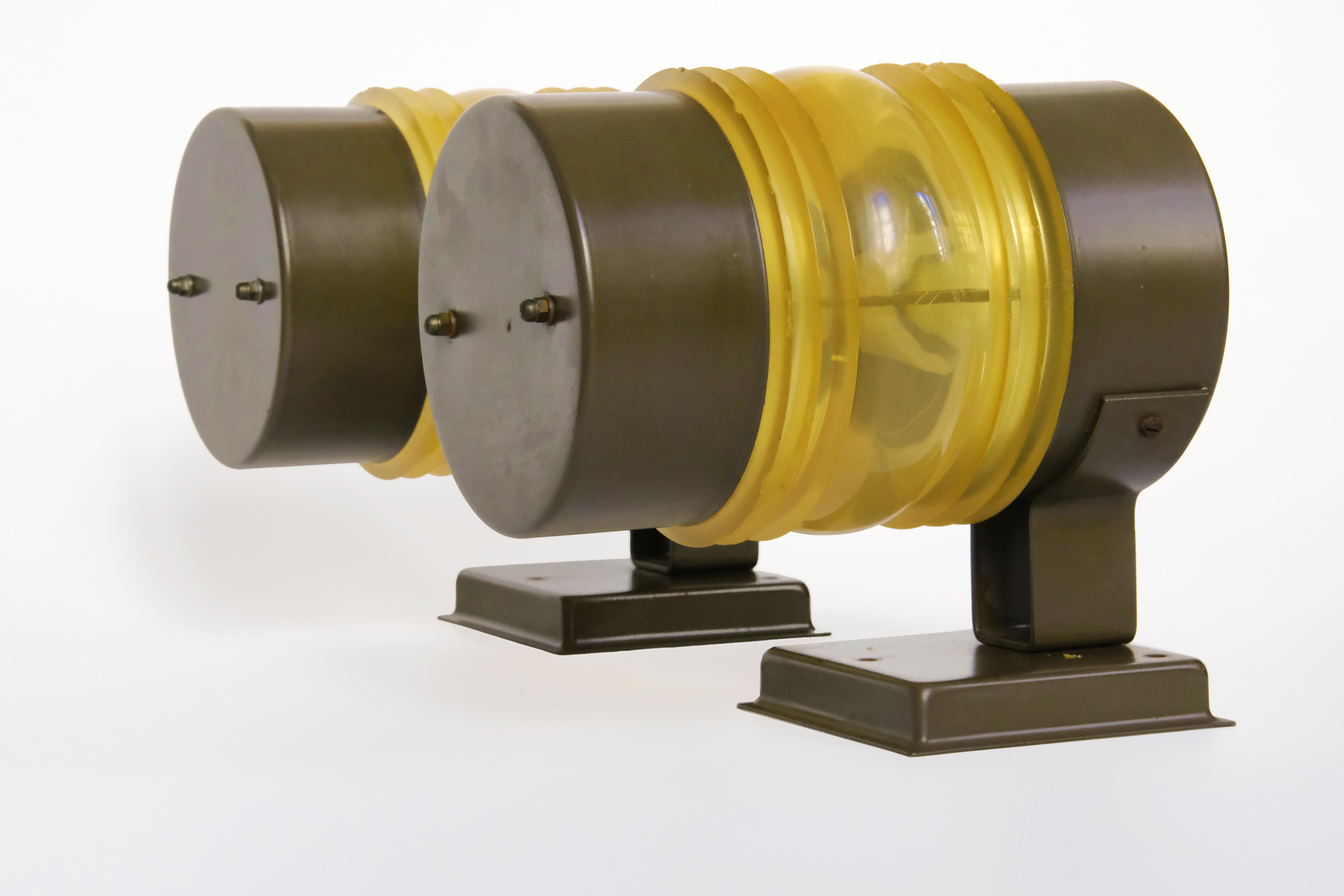 Dutch 20th C. Rare Pair of Outdoor Wall sconces in Metal & Plexiglass, RAAK, 1960s For Sale