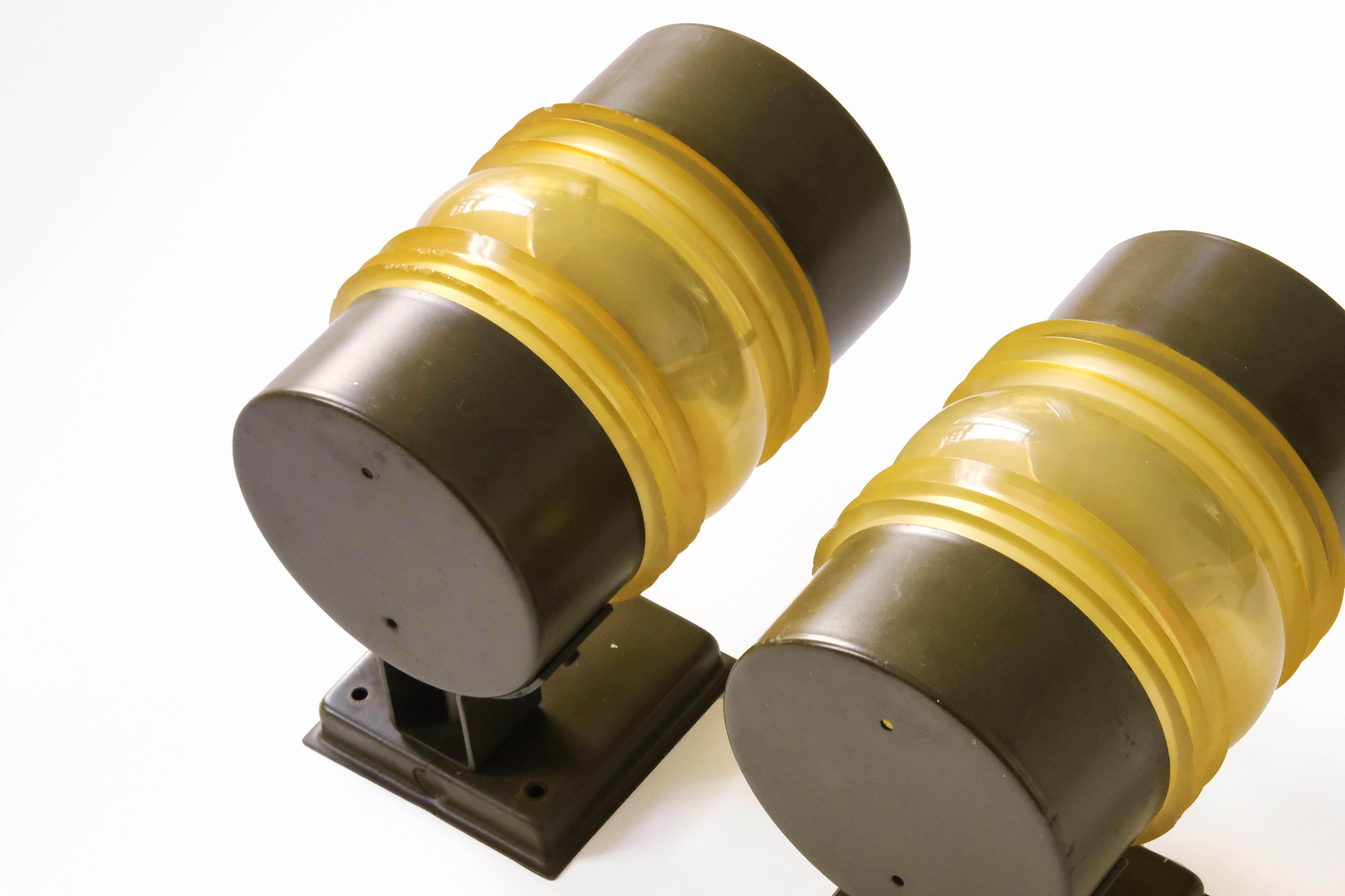 Mid-20th Century 20th C. Rare Pair of Outdoor Wall sconces in Metal & Plexiglass, RAAK, 1960s For Sale