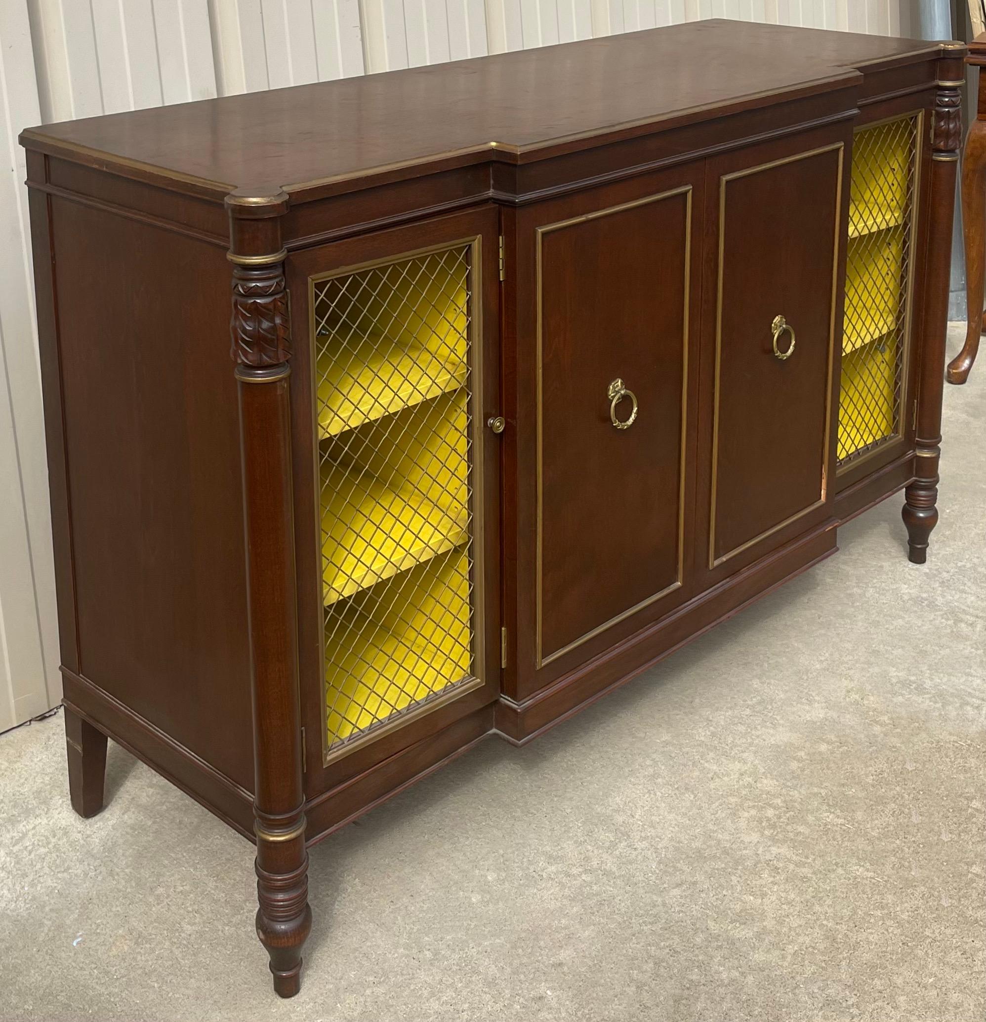 20th-C. Regency Style Mahogany And Yellow Server / Cabinet / Server In Good Condition In Kennesaw, GA
