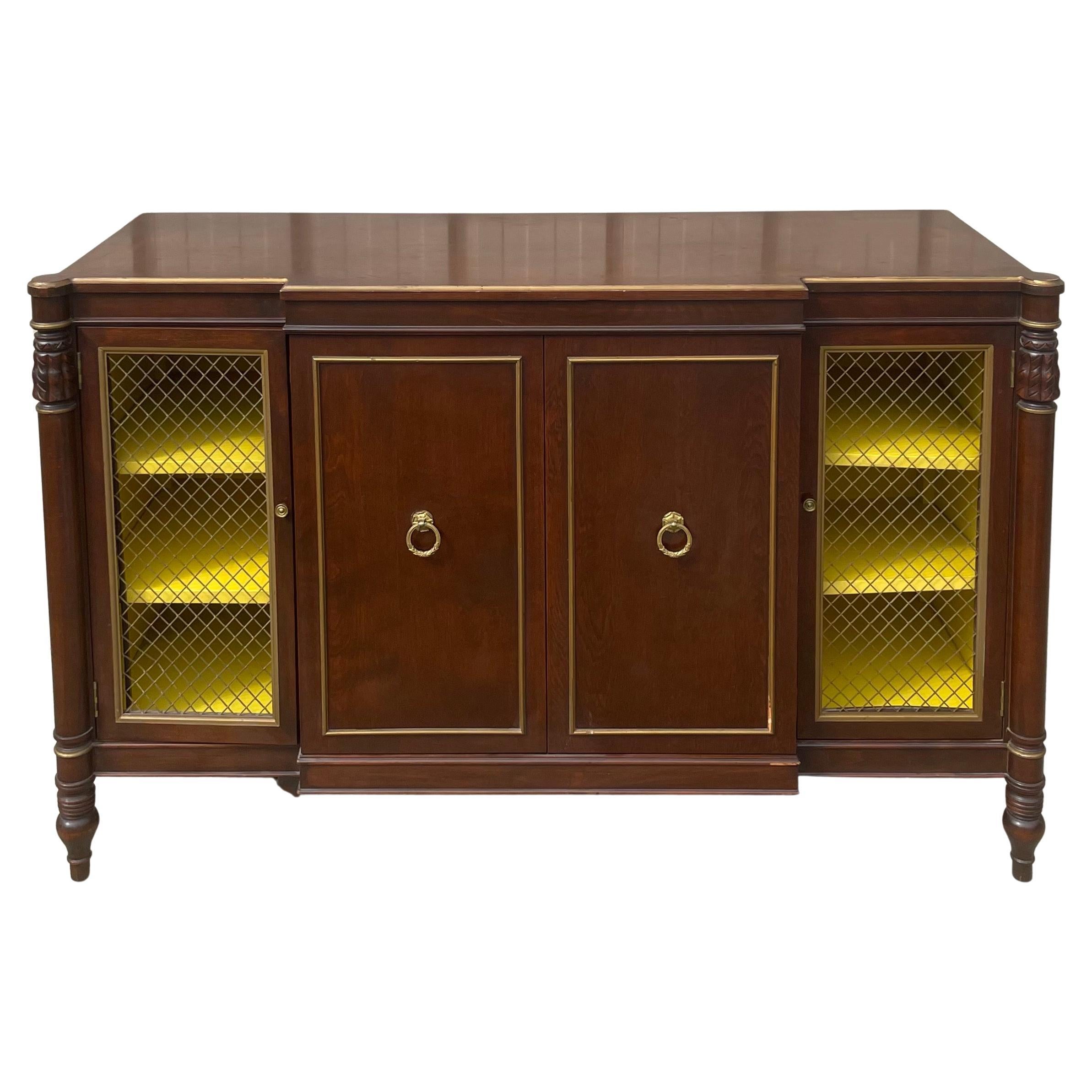 20th-C. Regency Style Mahogany And Yellow Server / Cabinet / Server