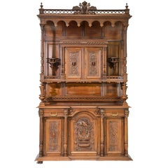 20th C. Renaissance Style, Carved Walnut, Vintage / Antique Double Buffet !!