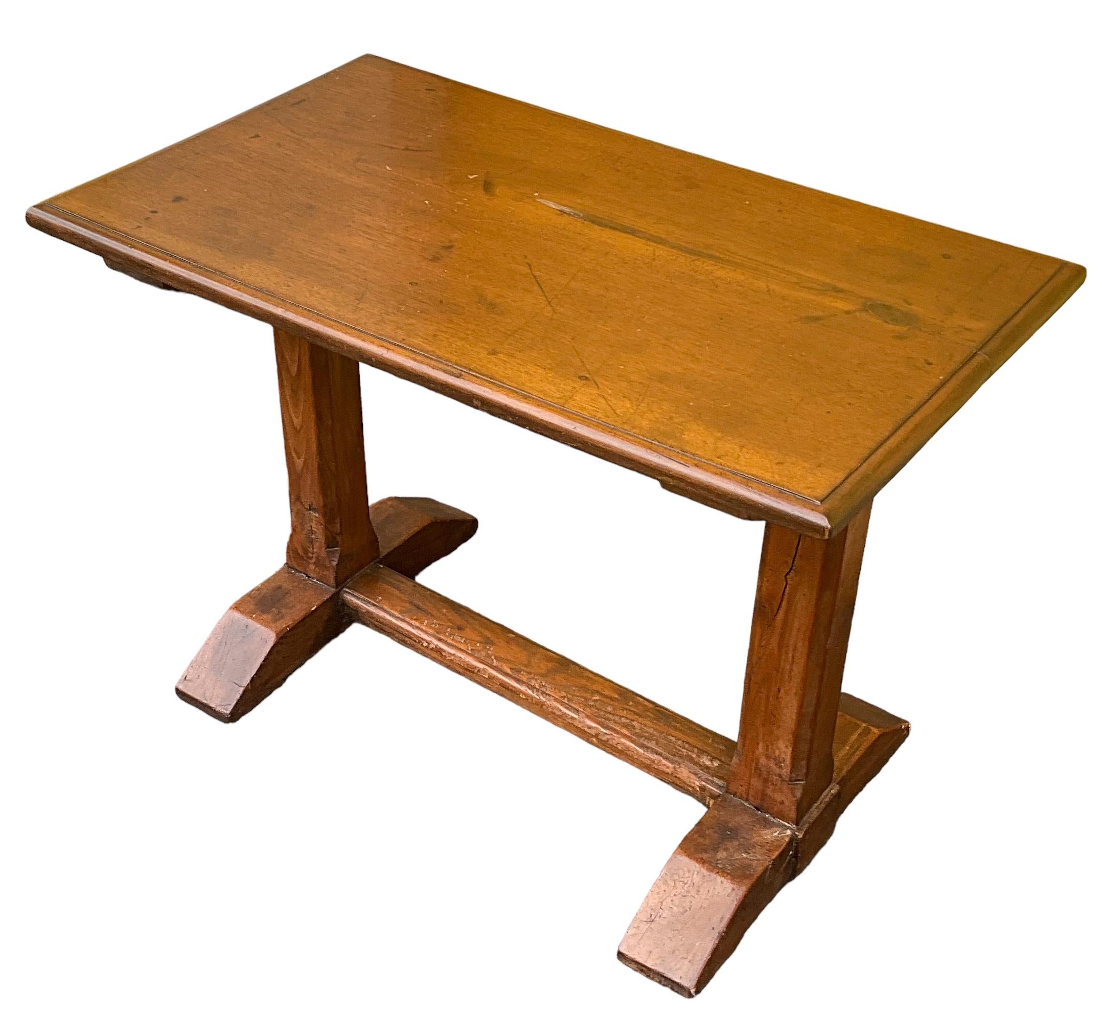 20th-C. Rustic Primitive French Carved Walnut Side Tables Att. To Grange - Pair In Good Condition In Kennesaw, GA