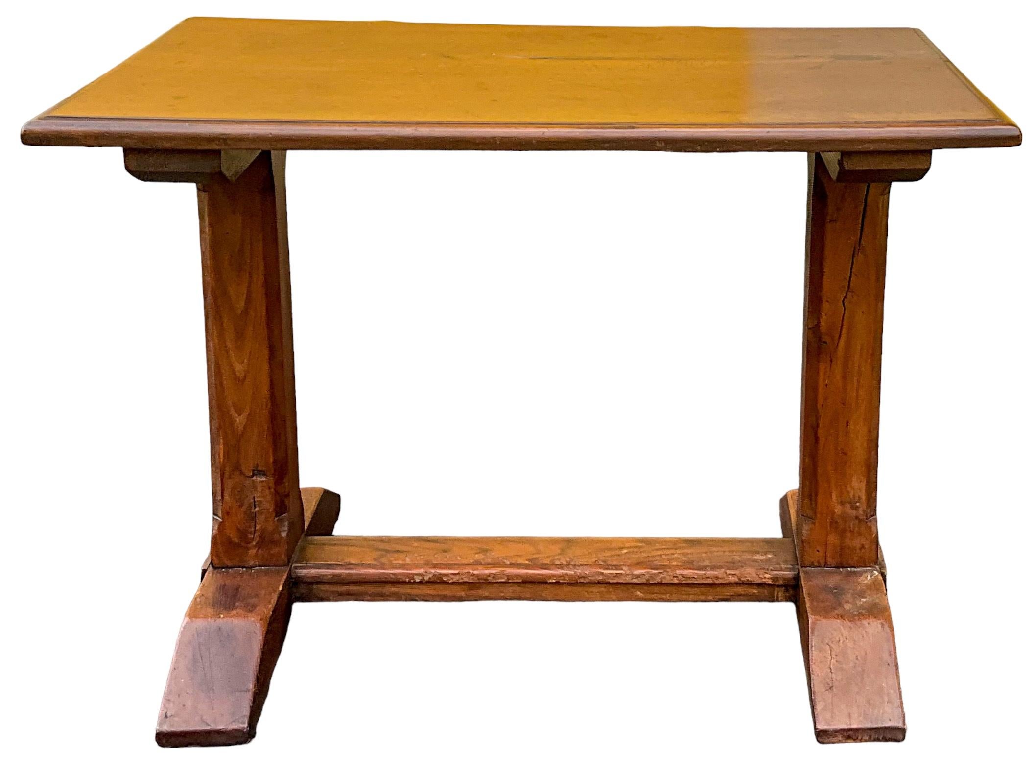20th Century 20th-C. Rustic Primitive French Carved Walnut Side Tables Att. To Grange - Pair