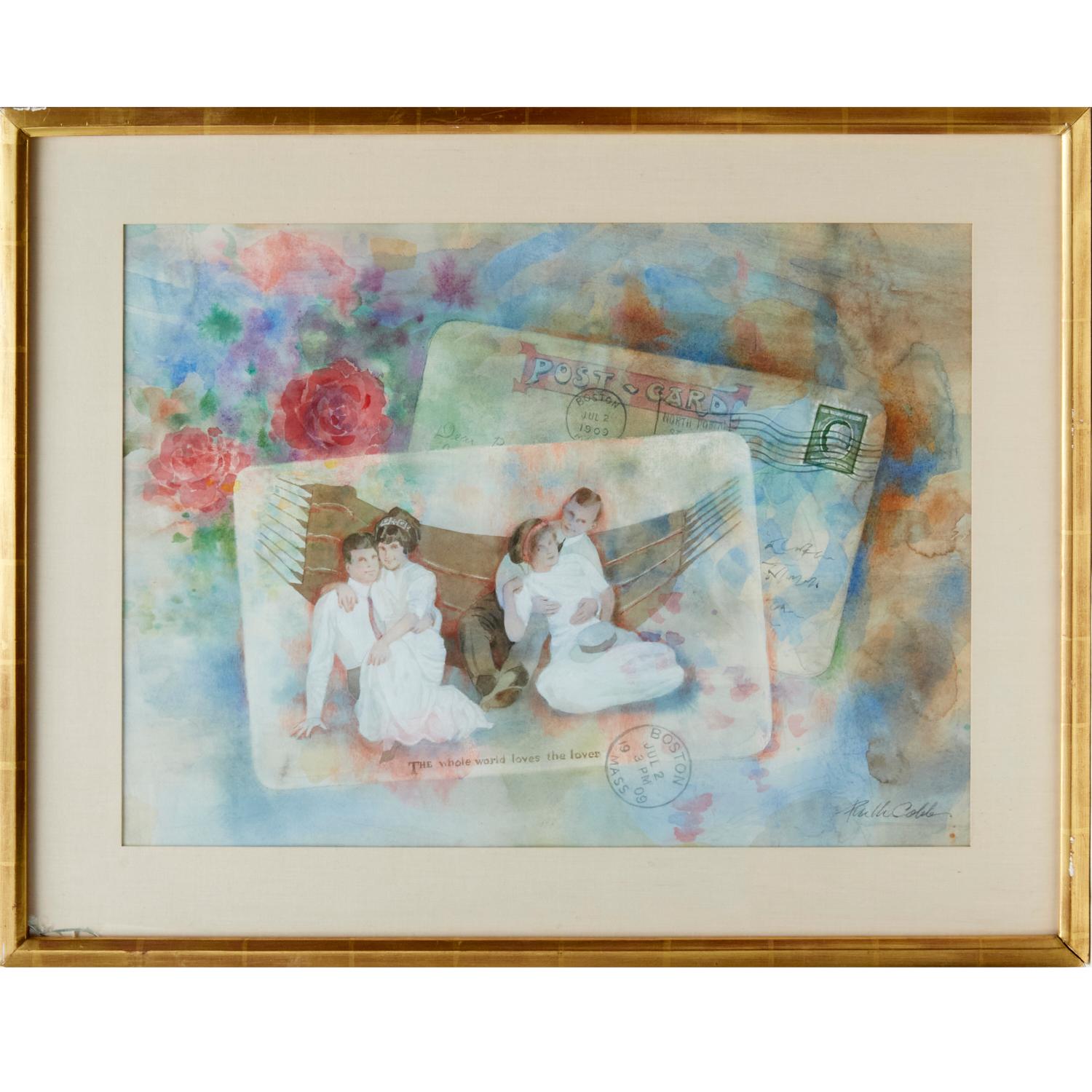 20th C. Ruth Cobb, American Artist, Framed Watercolor on Paper For Sale 2
