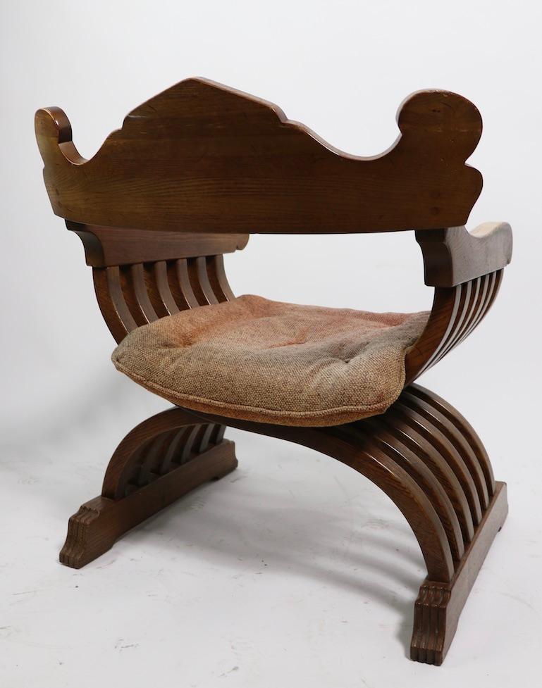20th Century Savronarola Chair in Solid Oak 9