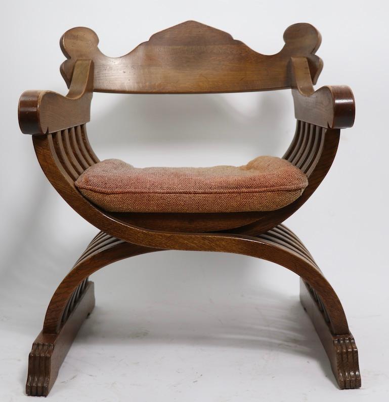 Renaissance Revival 20th Century Savronarola Chair in Solid Oak