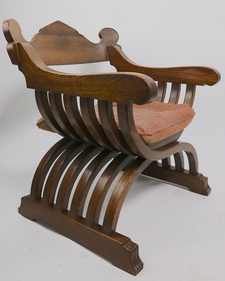 20th Century Savronarola Chair in Solid Oak 1