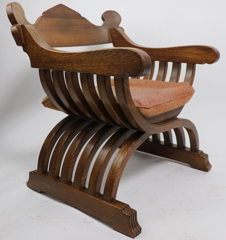 20th Century Savronarola Chair in Solid Oak 2