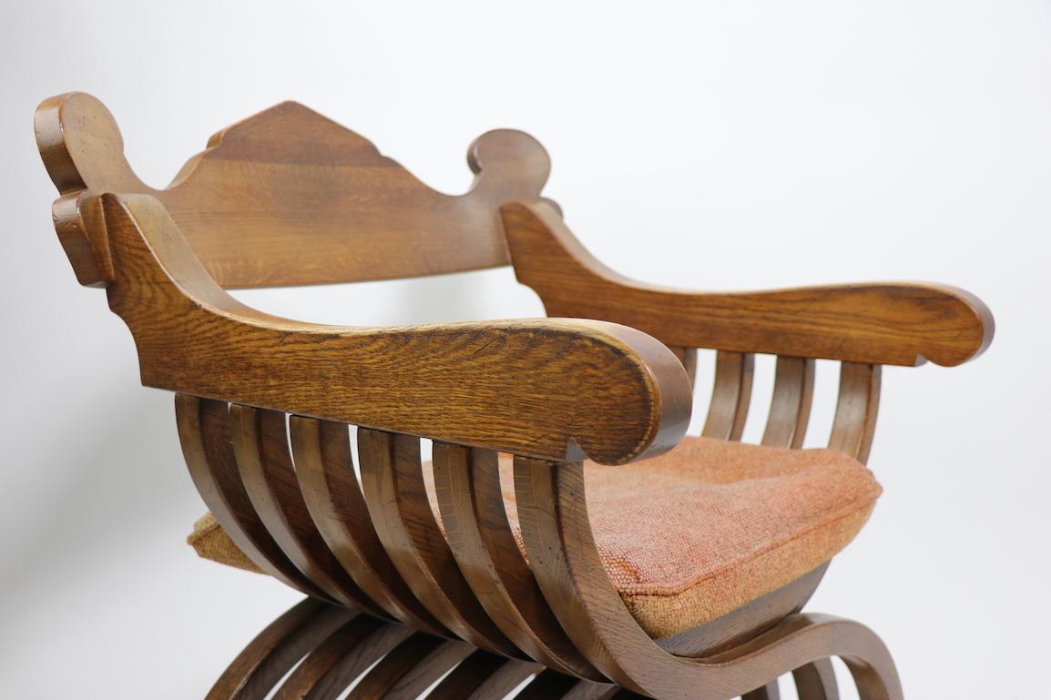 20th Century Savronarola Chair in Solid Oak 4