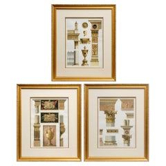 20th C. Set of 3 Framed Robert Adam Classical Architectural Decorative Prints