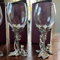 20th C. Set of 4 Arthur Court “Monkey /Palm Wine” Glasses, Iris Apfel Collection